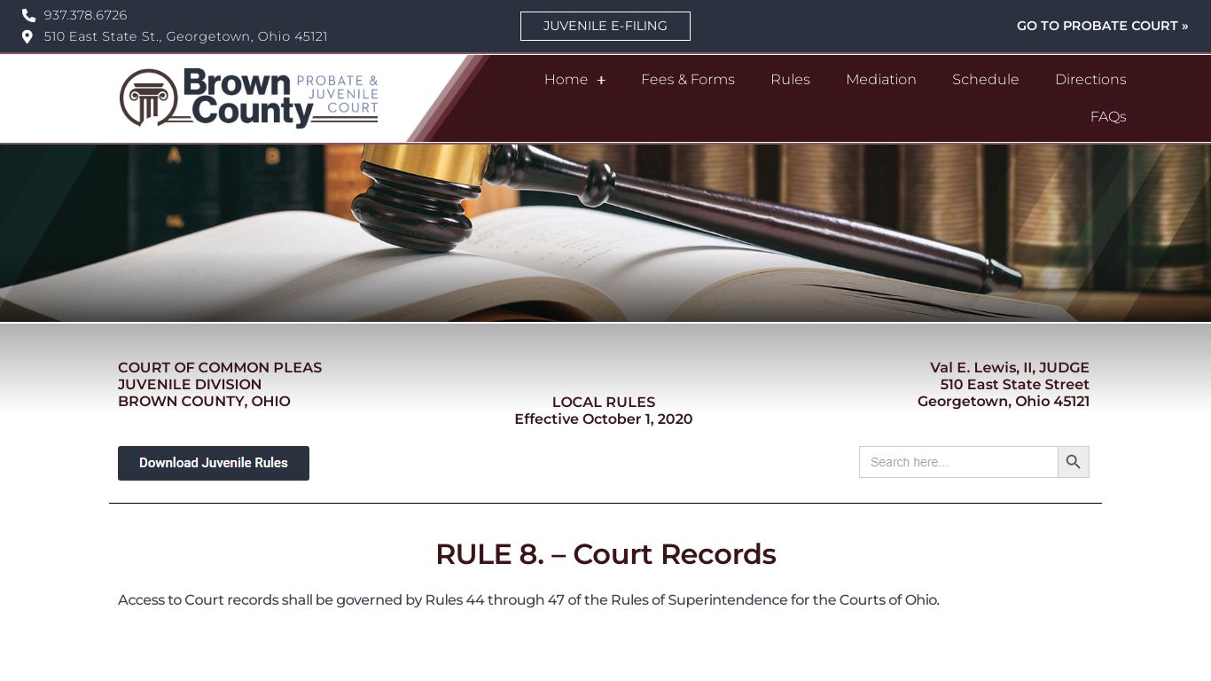 RULE 8. – Court Records – Brown County Probate and Juvenile Court